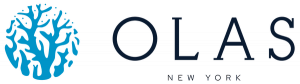 Logo for OLAS New York featuring a stylized blue coral graphic on the left and the text OLAS in large letters, with NEW YORK written below in smaller font.