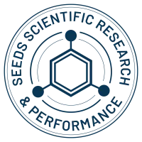 Circular logo with a hexagonal molecule structure in the center, surrounded by the text SEEDS SCIENTIFIC RESEARCH & PERFORMANCE along the border.
