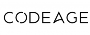 The image displays the word CODEAGE in a modern, minimalist font. The O is stylized with two breaks, and the A has a triangular shape, contributing to a unique design.