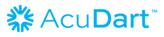 AcuDart logo with a blue circular geometric symbol on the left and the word AcuDart in blue letters on a light background.